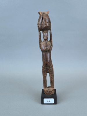 une image représentant une statue de femme tenant un panier sur la tête