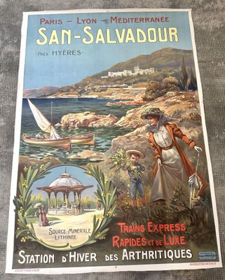 a poster of a woman and a child on the beach