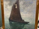 une image d'un tableau représentant un voilier dans l'eau