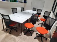 8 chaises dactylo tournantes, roulantes, orange et noire (photo 2)