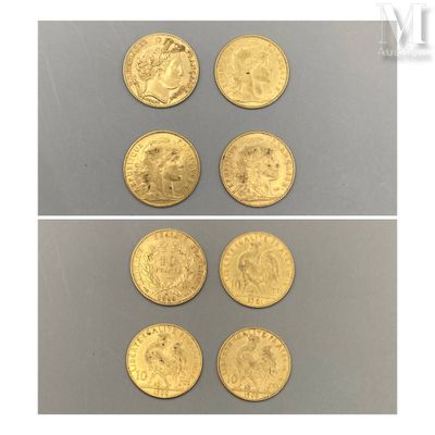 Lot de 4 pièces de 10 francs or - Photo 1