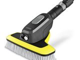 a yellow and black cleaning brush on a white background
