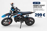 Moto enfant pocket cross PROBIKE 49SX, 2 temps, 49 cc, autom…