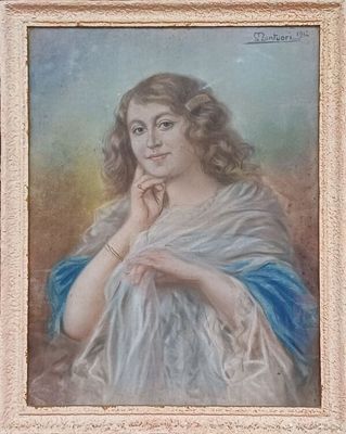 Carlo MONTUORI (1885-1968)" Portrait de femme" craie grasse …