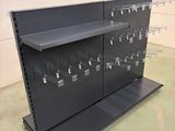 an image of a metal shelving in a warehouse