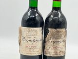 deux bouteilles de vin rouge posées l'une à côté de l'autre sur une surface blanche