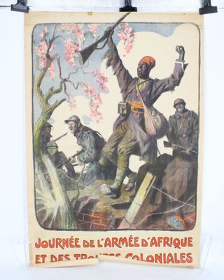 painting of a man holding a rifle in front of a group of soldiers