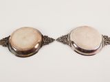 pair of silver and mother of pearl broochers