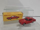 an image of a red toy car sitting on top of a clear display case