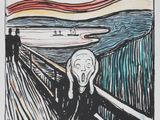 an image of a painting of a person on a bridge