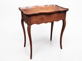 an image of a small wooden table on a white background
