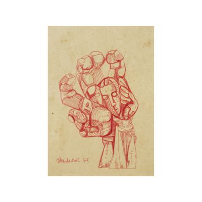 an image of a drawing of a man with a backpack on his back