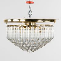 Plafonnier ou lustre, en laiton avec verre « Quadriedri ». (photo 3)