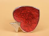red guitar pick pin with i love you written on it