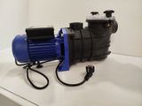 a blue and black water pump on a white counter