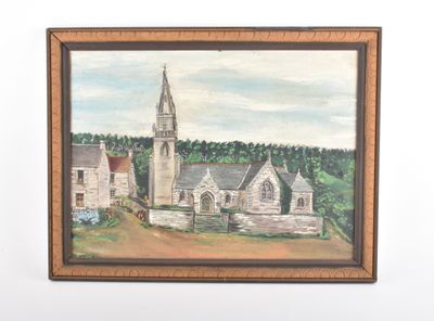 Paul PETIT (1915-2003) Le clocher dans la vallée.
