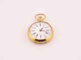 an image of a gold pocket watch with roman numerals on the face