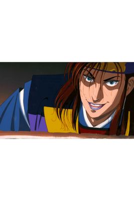 a picture of a man with long hair and blue eyes
