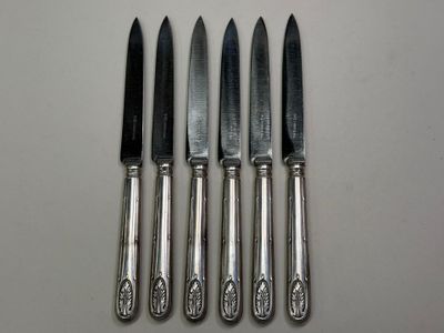 CARDEILHAC: Suite de six couteaux à entremet , manches en ar…