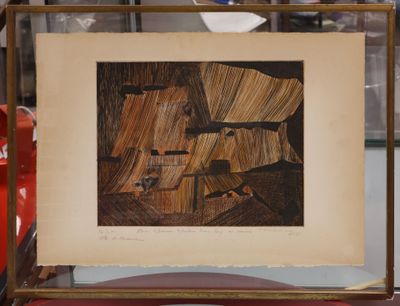 a picture of a picture on display in a glass case