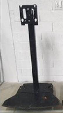 a tv stand with a tv on top of it