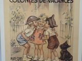 affiche française représentant des enfants et un chien devant une clôture
