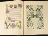 an open book with a drawing of flowers on it