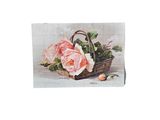 a painting of a basket of flowers on a table