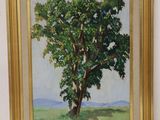 a picture of a painting of a tree in a gold frame