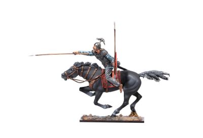 statue of a man on a horse with a spear on his head