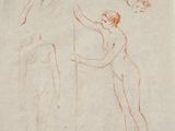 a drawing of a man holding an umbrella on a piece of paper