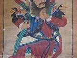 painting of a man holding a bird and a bird on a wall