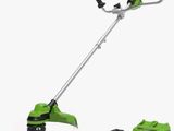 a greenworks corded grass trimmer with two batteries