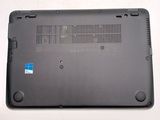 a black laptop with a blue sticker on the back of it