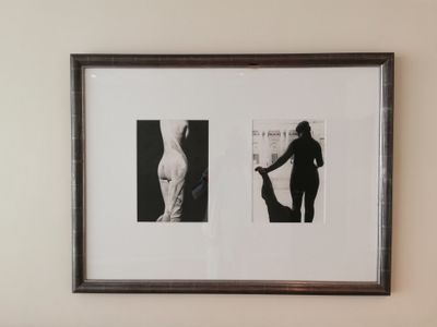 a black and white photo of a man and a woman