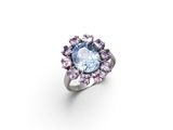an aquamarinee and pink sapphire ring, by van cleef