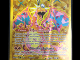 the pokemon card is on display on a black background