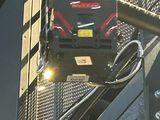 a bus that is going up the stairs of a building