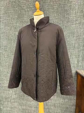 GOLDIX Studio   Manteau marron décor de surpiqures et sequins. Ta...