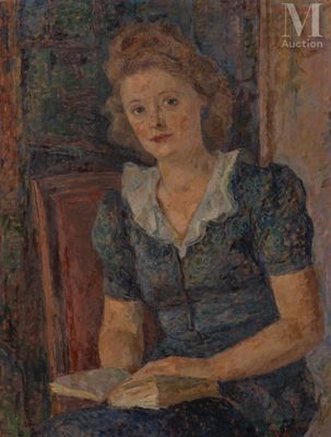 painting of a woman sitting in a chair reading a book