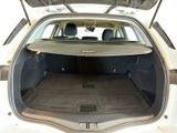 the back of a white car with its trunk open showing the cargo area