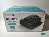 a box with a robot on it sitting on a table