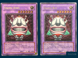 a close up of two cards of a character