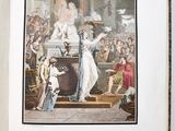 an open book with a picture of a woman in a white dress