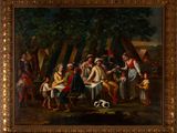 an image of a painting of a group of people sitting around a table