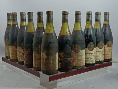 des bouteilles de vin sont alignées sur un plateau en bois