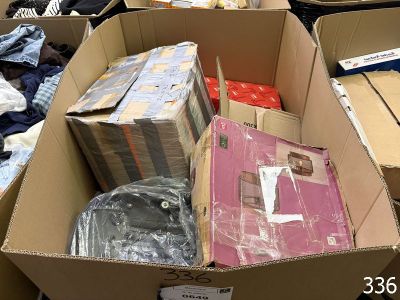 a box full of boxes of clothes and other items