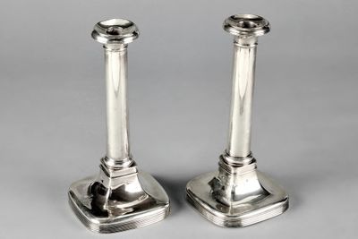 pair of antique silver candlesticks