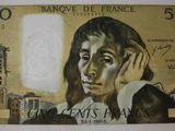 painting of a woman on a french 500 fran note