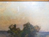a painting of cows grazing in a field by a tree